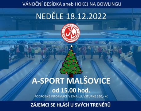 Pozvánka na vánoční besídku spojenou s ukončením roku 2022 aneb „Hokej na bowlingu“